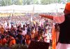 Senior BJP leader Devender Singh Rana addressing a rally at Nagrota on Thursday.