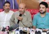 AIP Supremo and MP Baramulla Engineer Rashid addressing a press conference in Srinagar. -Excelsior/Shakeel