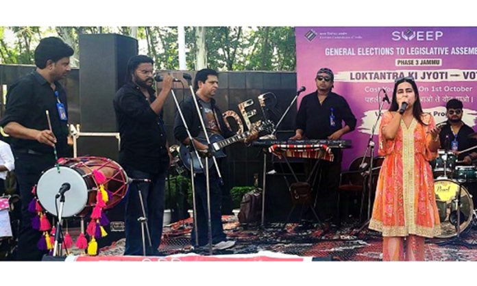 Participants performing during SVEEP programme at Suchetgarh on Sunday. Participants performing during SVEEP programme at Suchetgarh on Sunday.