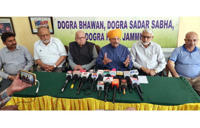 Gulchain Singh Charak talking to mediapersons on Tuesday. — Excelsior/Rakesh Gulchain Singh Charak talking to mediapersons on Tuesday. — Excelsior/Rakesh