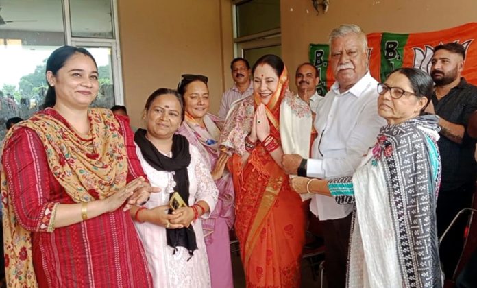 Senior BJP leader, Choudhary Sukhnandan during a political function at Jammu on Tuesday.