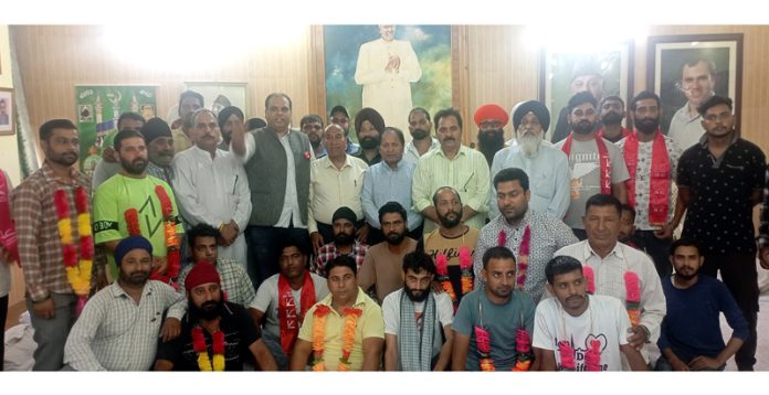 Senior NC leaders, Rattan Lal Gupta and others during joining function in Jammu on Tuesday. Senior NC leaders, Rattan Lal Gupta and others during joining function in Jammu on Tuesday.