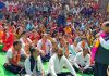 Union Minister Dr Jitendra Singh addressing BJP election public meeting at far-flung Duggan area of Bani Assembly constituency on Monday.