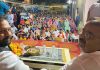 Former Minister and BJP candidate, C P Ganga and BJP leader Ankur Sharma addressing an election meeting at a village in Vijapur Assembly constituency on Saturday.