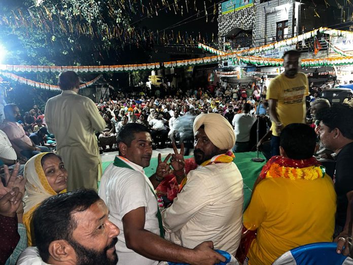 Congress contesting candidate for Bahu constituency, Taranjit Singh Tony during an election meeting at Gorkha Nagar, Jammu. Congress contesting candidate for Bahu constituency, Taranjit Singh Tony during an election meeting at Gorkha Nagar, Jammu.