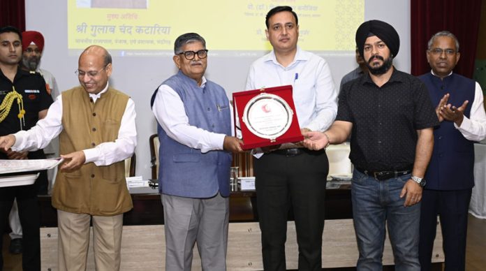 Principal, Government Polytechnic Jammu, Arun Bangotra receiving award in a function at Chandigarh. Principal, Government Polytechnic Jammu, Arun Bangotra receiving award in a function at Chandigarh.
