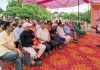 Arvind Gupta, senior BJP leader addressing a public meeting in Jammu West on Wednesday.