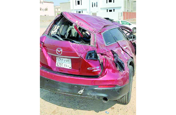Wreckage of car of Poonch engineer who died alongwith wife and son in Saudi Arabia. Wreckage of car of Poonch engineer who died alongwith wife and son in Saudi Arabia.