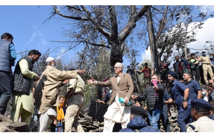 CM Omar Abdullah during his visit to Warwan on Thursday.