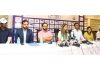 Commissioner Secretary, J&K Tourism Yasha Mudgal along with Director Tourism and others addressing a press conference at Jammu on Tuesday.