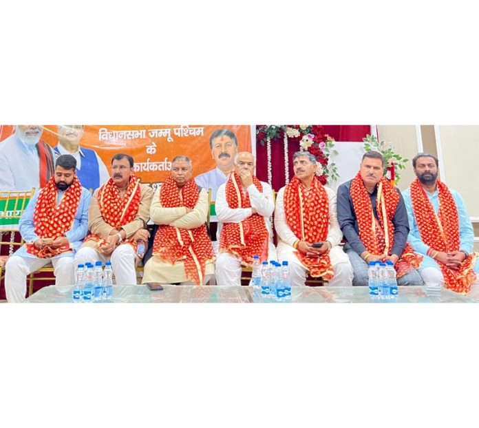 BJP leaders during a meeting at Jammu on Saturday. BJP leaders during a meeting at Jammu on Saturday.