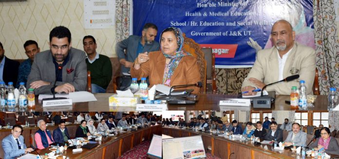 Minister Sakina chairing meeting of H&ME Deptt officers. Minister Sakina chairing meeting of H&ME Deptt officers.