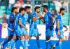 Indian hockey team celebraing after defeating World Champions Germany