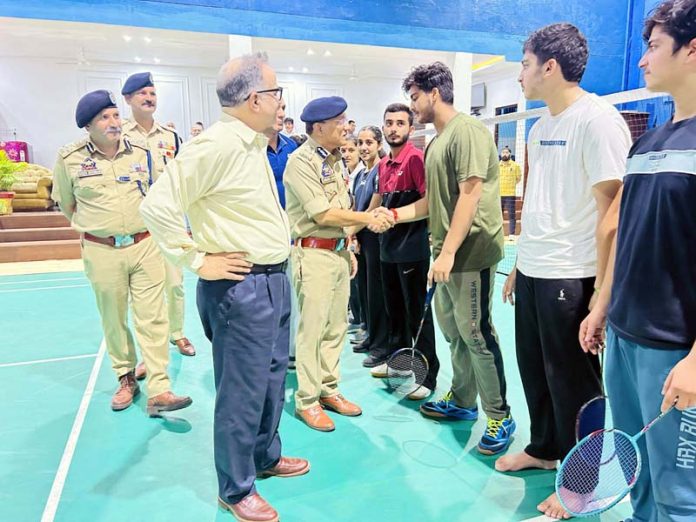 ADGP Jammu, Anand Jain interacting with players during Badminton tourney.