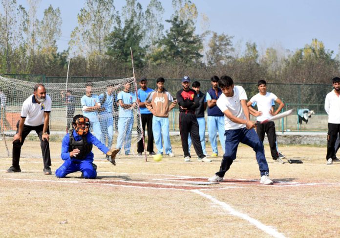 Players in action during a match at Pulwama.