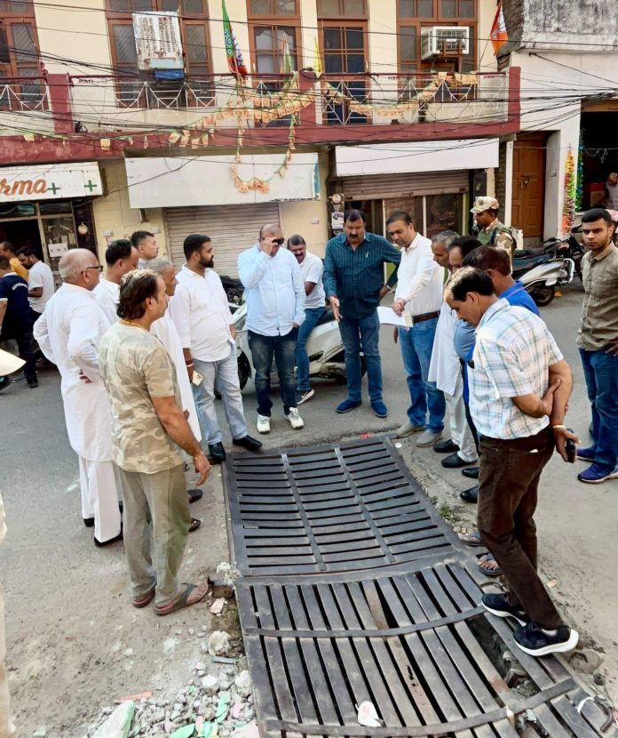 MLA Jammu West, Arvind Gupta during visit of Shakti Nagar area.