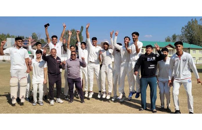 Jammu Davison cricket team posing for group photograph.
