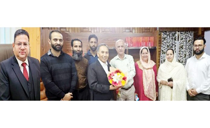 Officials felicitating Justice Tashi Rabstan on Monday.