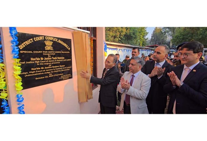 CJ Tashi Rabstan inaugurating NDPS Court at Baramulla on Thursday. CJ Tashi Rabstan inaugurating NDPS Court at Baramulla on Thursday.