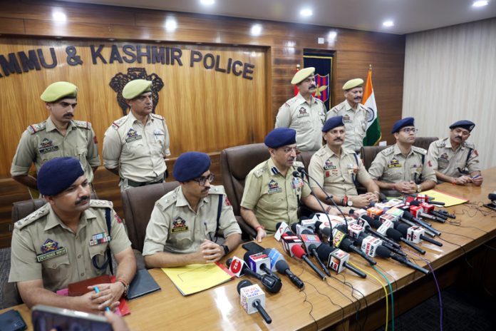SSP Jammu, Joginder Singh, addressing media persons in Jammu on Monday.