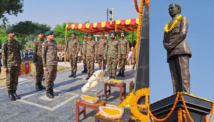 Army officers and others paying tribute to Brig Rajinder Singh on Accession Day. —Excelsior/Rakesh Army officers and others paying tribute to Brig Rajinder Singh on Accession Day. —Excelsior/Rakesh