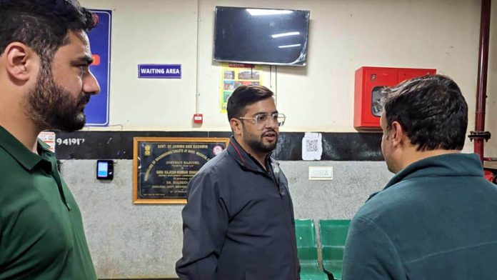 DC Rajouri Abhishek Sharma during late night visit to GMC Rajouri. DC Rajouri Abhishek Sharma during late night visit to GMC Rajouri.