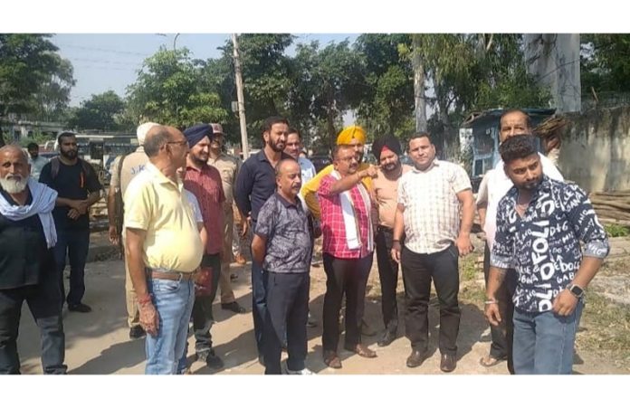 BJP MLA Choudhary Vikram Randhawa during visit to Ward 21 in Bahu constituency on Tuesday.