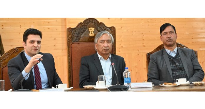 MLA Kulgam M Y Tarigami chairing a meeting of Distt officers on Thursday. MLA Kulgam M Y Tarigami chairing a meeting of Distt officers on Thursday.