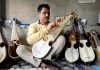 Mushtaq Ahmad Dar a third generation Rabab maker at his workshop in Narbal area of Central Kashmir's Budgam district. - Excelsior/Shakeel