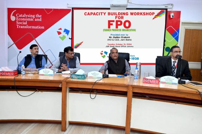 Baldev Prakash, MD & CEO of J&K Bank chairing a workshop in Srinagar on Tuesday. Baldev Prakash, MD & CEO of J&K Bank chairing a workshop in Srinagar on Tuesday.
