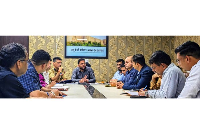 District Magistrate Jammu Sachin Kumar Vaishya chairing a meeting. District Magistrate Jammu Sachin Kumar Vaishya chairing a meeting.
