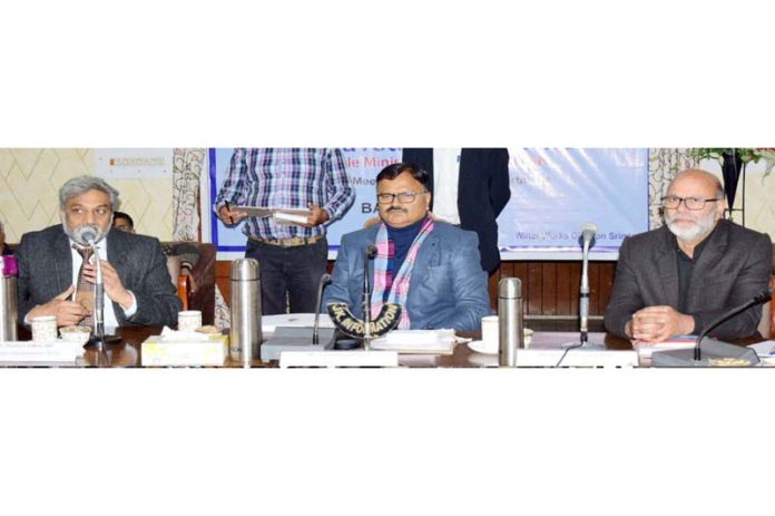 Minister of Jal Shakti Deptt Javed Ahmed Rana chairing a meeting on Thursday. Minister of Jal Shakti Deptt Javed Ahmed Rana chairing a meeting on Thursday.