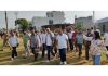 Sham Lal Sharma with morning walkers at Muthi.