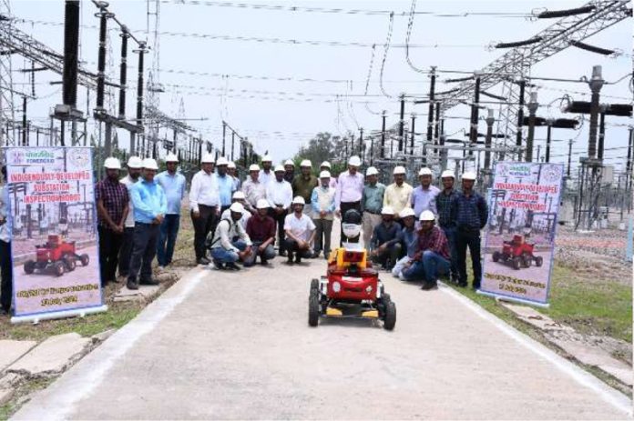 The officials of POWERGRID posing along with country's first robot developed for inspection of substations on Monday. The officials of POWERGRID posing along with country's first robot developed for inspection of substations on Monday.