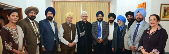 LG Manoj Sinha during meeting with a delegation at Raj Bhawan. LG Manoj Sinha during meeting with a delegation at Raj Bhawan.