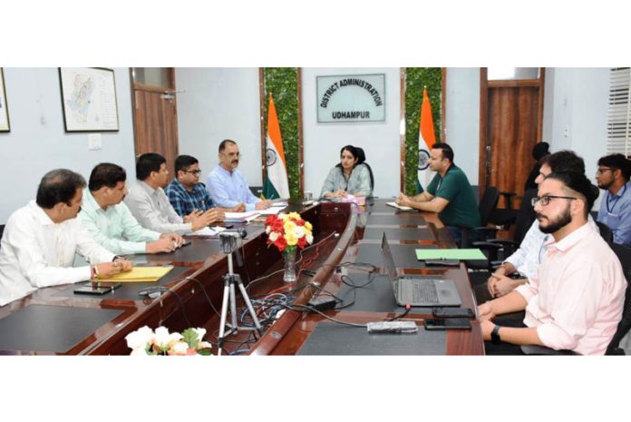 DC Udhampur Saloni Rai chairing a meeting.