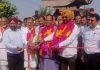 MLA Prof Garu Bhagat along with Congress leader Taranjit Singh Tony inaugurating blacktopping of a road in Suchetgarh on Thursday.