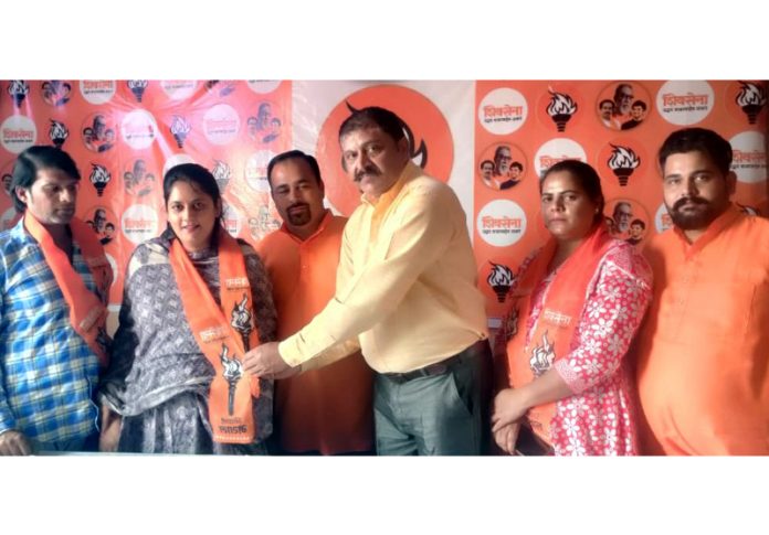 Shiv Sena J&K chief, Manish Sahni welcoming new entrants into the party at Jammu on Thursday. Shiv Sena J&K chief, Manish Sahni welcoming new entrants into the party at Jammu on Thursday.