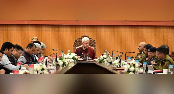 LG Sinha Reviews Progress Of Development Projects, Security Situation