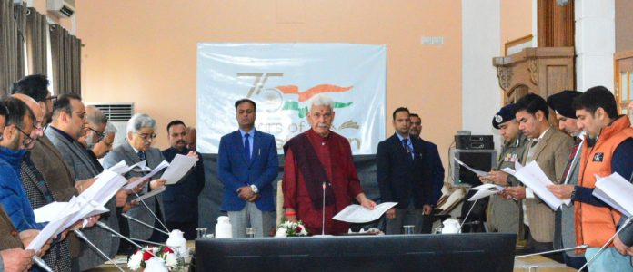 Constitution Day Celebrated In J&K, LG Leads Officers In Reading Preamble Constitution Day Celebrated In J&K, LG Leads Officers In Reading Preamble