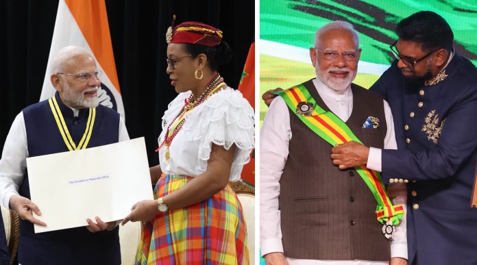 Guyana, Dominica Confer Top Awards On PM Modi Guyana, Dominica Confer Top Awards On PM Modi