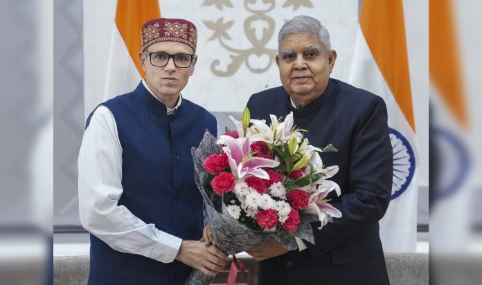 CM Omar Abdullah Calls On V-P Dhankhar; Likely To Meet President, Finance Minister CM Omar Abdullah Calls On V-P Dhankhar; Likely To Meet President, Finance Minister