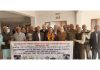 Ex-servicemen during their monthly meeting in Akhnoor on Monday.