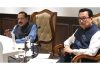 Union Minister Dr Jitendra Singh, flanked by Deputy Chief Minister Chowna Mein, convening a high level meeting of administration at Namsai, Arunachal Pradesh on Sunday.