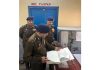 ADGP Jammu Anand Jain inspecting records at Police Station Bishnah on Sunday.
