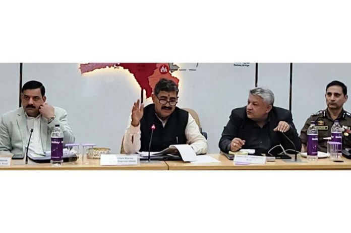 Member of Parliament Jugal Kishore Sharma chairing DISHA meeting at Reasi. Member of Parliament Jugal Kishore Sharma chairing DISHA meeting at Reasi.