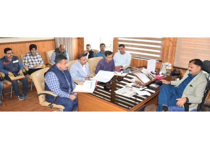 Minister for Jal Shakti Javed Ahmed Rana chairing a meeting at Civil Secretariat Jammu on Monday. Minister for Jal Shakti Javed Ahmed Rana chairing a meeting at Civil Secretariat Jammu on Monday.