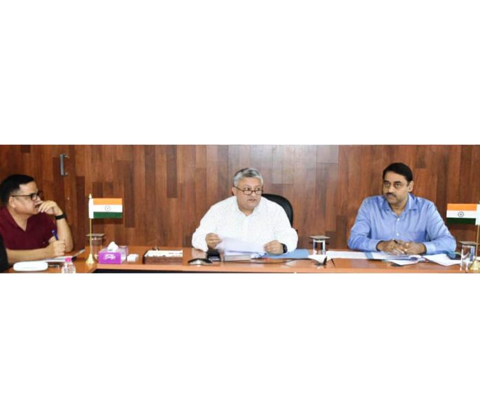DC Reasi Vishesh Mahajan chairing a meeting on Monday. DC Reasi Vishesh Mahajan chairing a meeting on Monday.