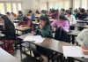 UPSC and JKAS aspirants appearing in essay writing competition by SR College of Competitions on Sunday.
