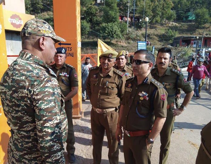 SSP Reasi, Paramvir Singh, interacting with the CRPF personnel stationed at Shiv Khori Shrine on Sunday. SSP Reasi, Paramvir Singh, interacting with the CRPF personnel stationed at Shiv Khori Shrine on Sunday.